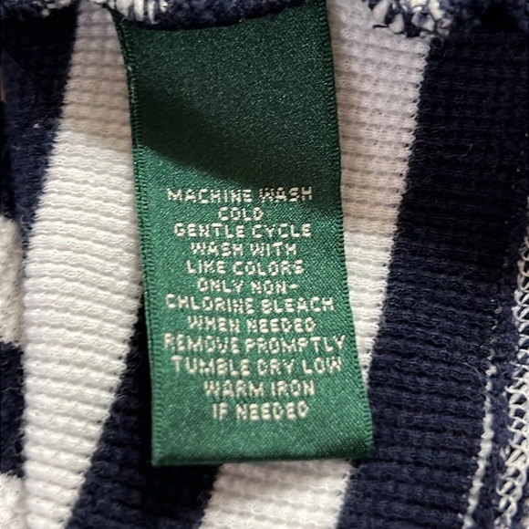 LRL Ralph Lauren Navy Blue White Stripe Stretch Waffle Knit Hoodie Sz LP EUC - Picture 6 of 11